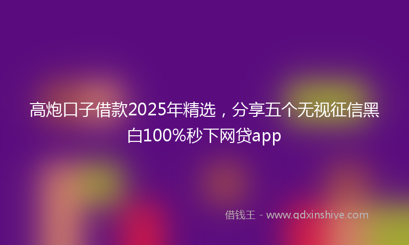 高炮口子借款2025年精选，分享五个无视征信黑白100%秒下网贷app