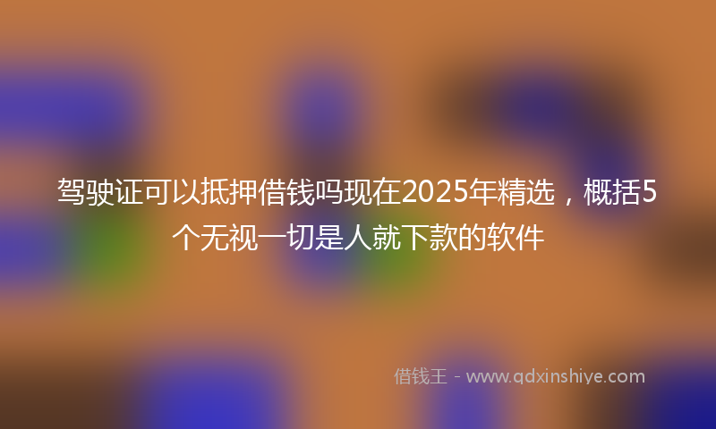 驾驶证可以抵押借钱吗现在2025年精选，概括5个无视一切是人就下款的软件
