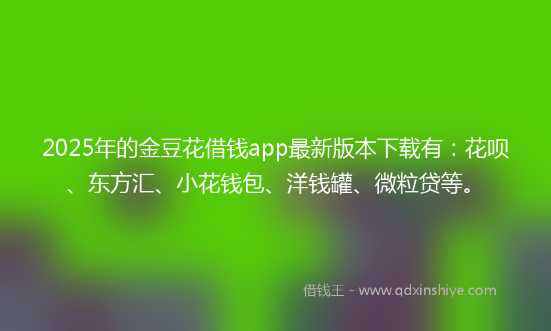 2025年的金豆花借钱app最新版本下载有：花呗、东方汇、小花钱包、洋钱罐、微粒贷等。