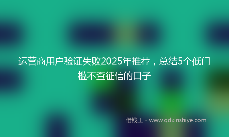 运营商用户验证失败2025年推荐，总结5个低门槛不查征信的口子