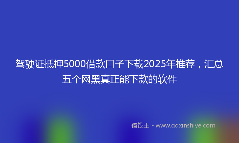驾驶证抵押5000借款口子下载2025年推荐，汇总五个网黑真正能下款的软件