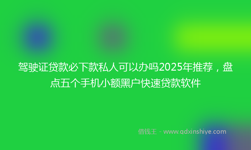驾驶证贷款必下款私人可以办吗2025年推荐，盘点五个手机小额黑户快速贷款软件