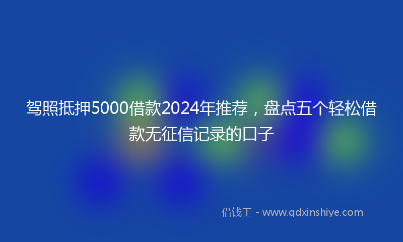 驾照抵押5000借款2024年推荐，盘点五个轻松借款无征信记录的口子