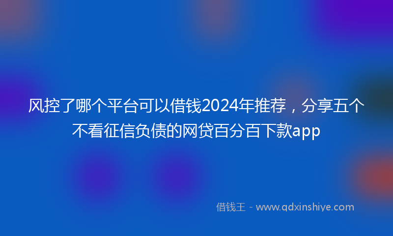 风控了哪个平台可以借钱2024年推荐，分享五个不看征信负债的网贷百分百下款app