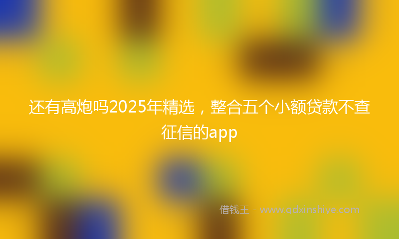 还有高炮吗2025年精选，整合五个小额贷款不查征信的app