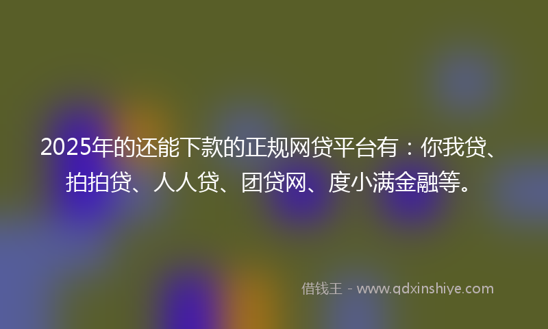 2025年的还能下款的正规网贷平台有：你我贷、拍拍贷、人人贷、团贷网、度小满金融等。