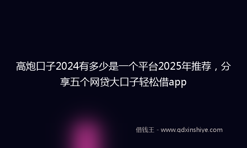 高炮口子2024有多少是一个平台2025年推荐，分享五个网贷大口子轻松借app