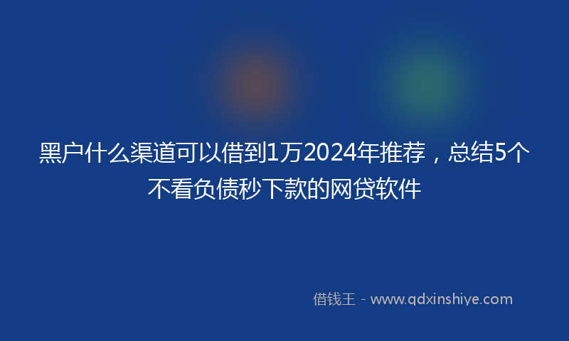 黑户什么渠道可以借到1万2024年推荐，总结5个不看负债秒下款的网贷软件