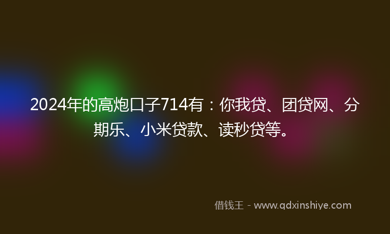 2024年的高炮口子714有：你我贷、团贷网、分期乐、小米贷款、读秒贷等。