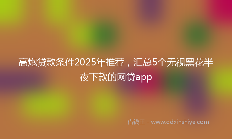 高炮贷款条件2025年推荐，汇总5个无视黑花半夜下款的网贷app