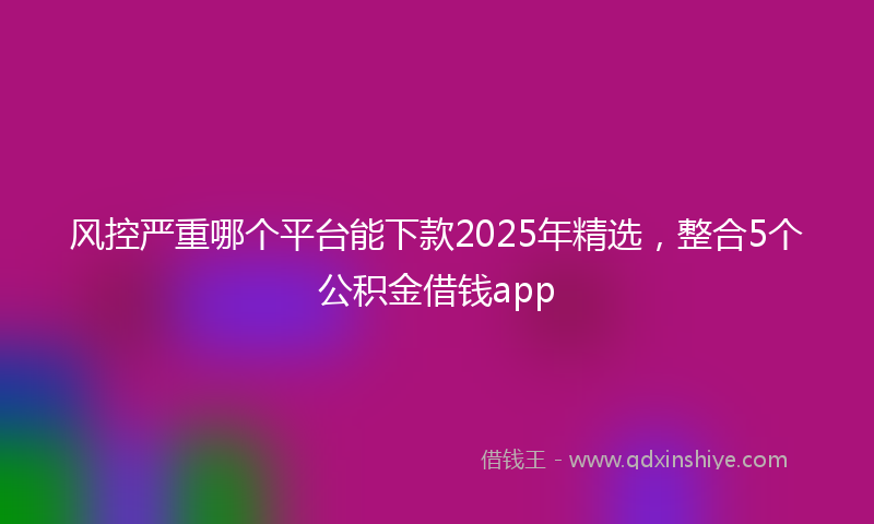 风控严重哪个平台能下款2025年精选，整合5个公积金借钱app