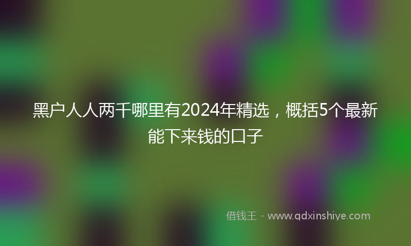 黑户人人两千哪里有2024年精选，概括5个最新能下来钱的口子