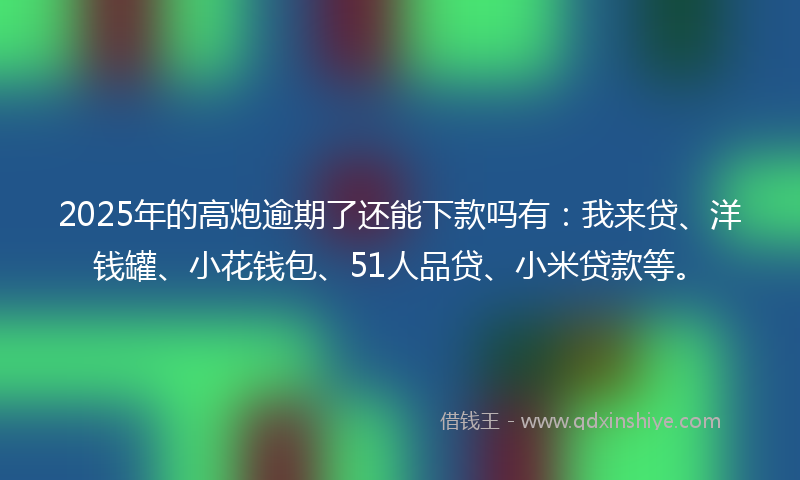 2025年的高炮逾期了还能下款吗有：我来贷、洋钱罐、小花钱包、51人品贷、小米贷款等。