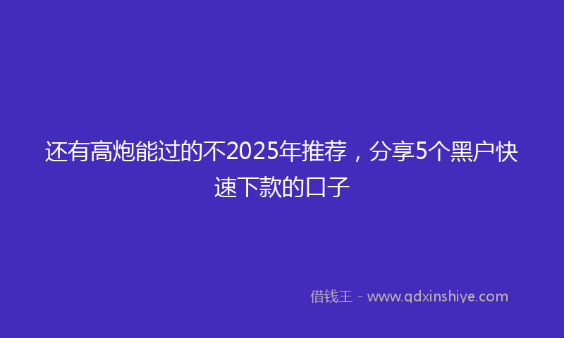 还有高炮能过的不2025年推荐，分享5个黑户快速下款的口子