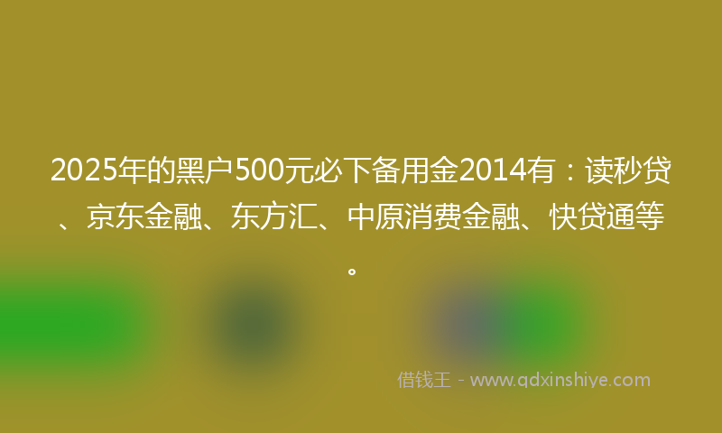 2025年的黑户500元必下备用金2014有：读秒贷、京东金融、东方汇、中原消费金融、快贷通等。