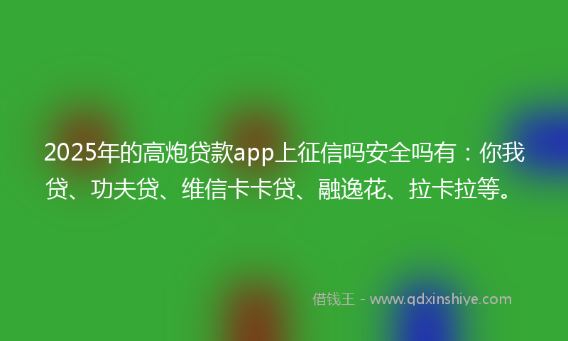 2025年的高炮贷款app上征信吗安全吗有：你我贷、功夫贷、维信卡卡贷、融逸花、拉卡拉等。