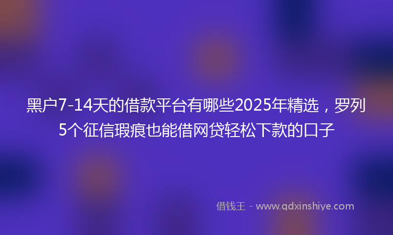 黑户7-14天的借款平台有哪些2025年精选，罗列5个征信瑕疵也能借网贷轻松下款的口子