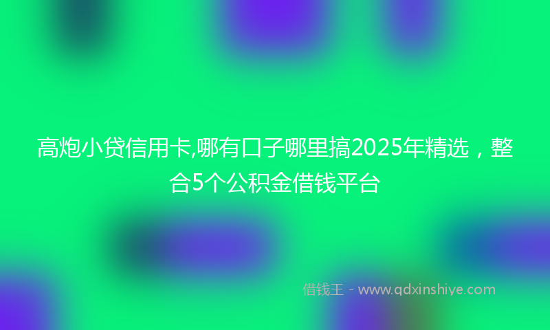 高炮小贷信用卡,哪有口子哪里搞2025年精选，整合5个公积金借钱平台