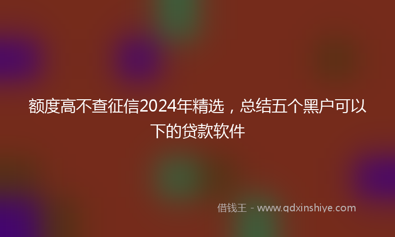 额度高不查征信2024年精选，总结五个黑户可以下的贷款软件