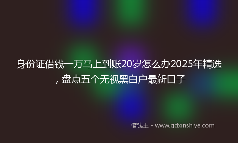 身份证借钱一万马上到账20岁怎么办2025年精选，盘点五个无视黑白户最新口子