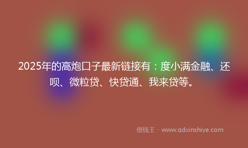 2025年的高炮口子最新链接有：度小满金融、还呗、微粒贷、快贷通、我来贷等。