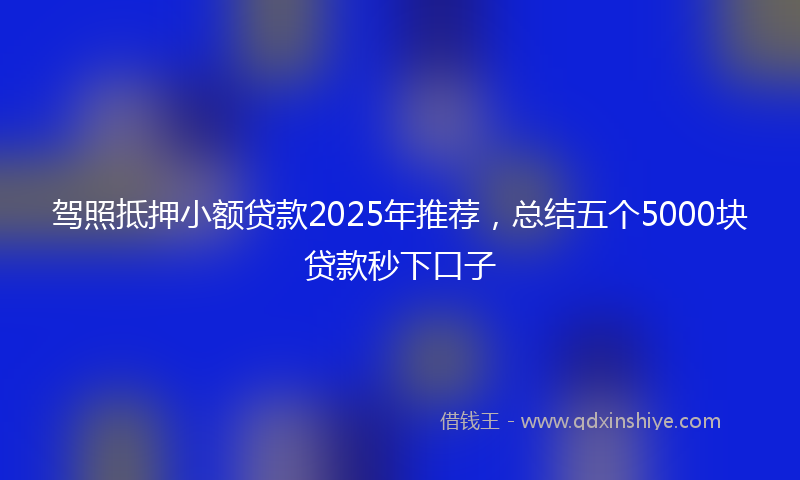 驾照抵押小额贷款2025年推荐，总结五个5000块贷款秒下口子