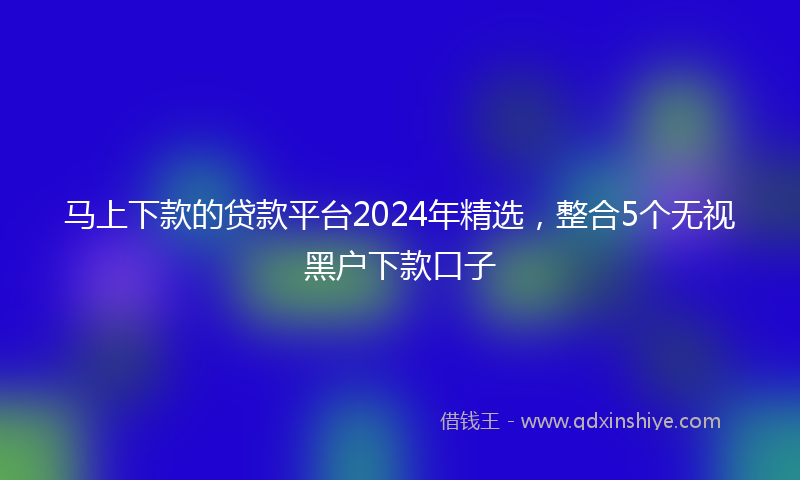 马上下款的贷款平台2024年精选，整合5个无视黑户下款口子
