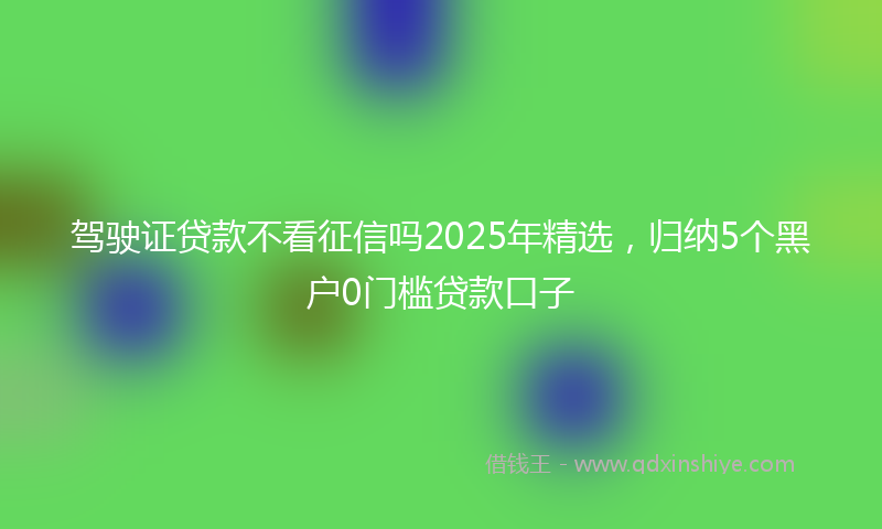 驾驶证贷款不看征信吗2025年精选，归纳5个黑户0门槛贷款口子