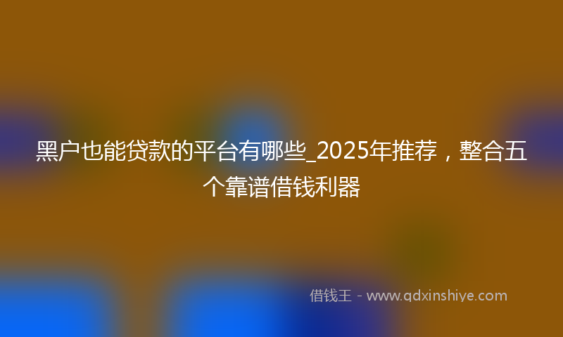 黑户也能贷款的平台有哪些_2025年推荐，整合五个靠谱借钱利器