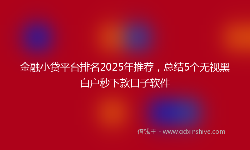 金融小贷平台排名2025年推荐，总结5个无视黑白户秒下款口子软件