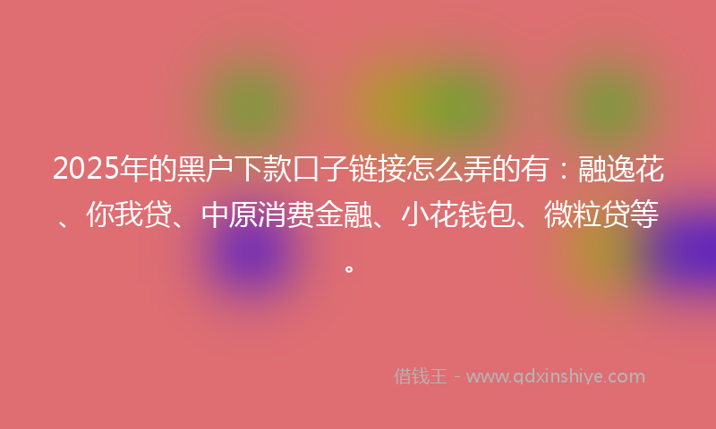 2025年的黑户下款口子链接怎么弄的有：融逸花、你我贷、中原消费金融、小花钱包、微粒贷等。