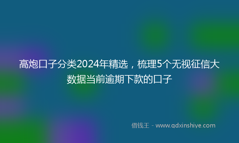 高炮口子分类2024年精选，梳理5个无视征信大数据当前逾期下款的口子