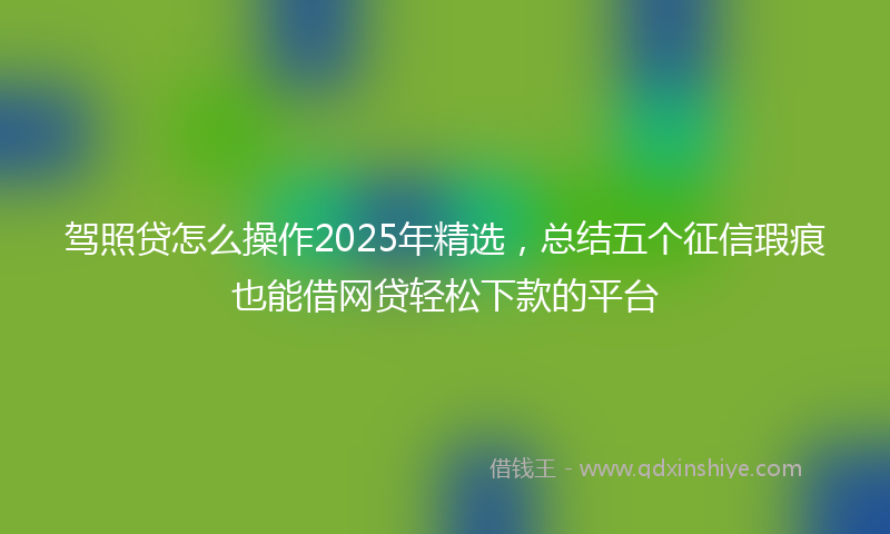 驾照贷怎么操作2025年精选，总结五个征信瑕疵也能借网贷轻松下款的平台