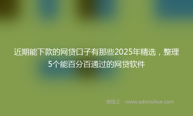 近期能下款的网贷口子有那些2025年精选，整理5个能百分百通过的网贷软件
