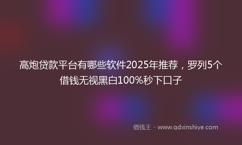 高炮贷款平台有哪些软件2025年推荐，罗列5个借钱无视黑白100%秒下口子