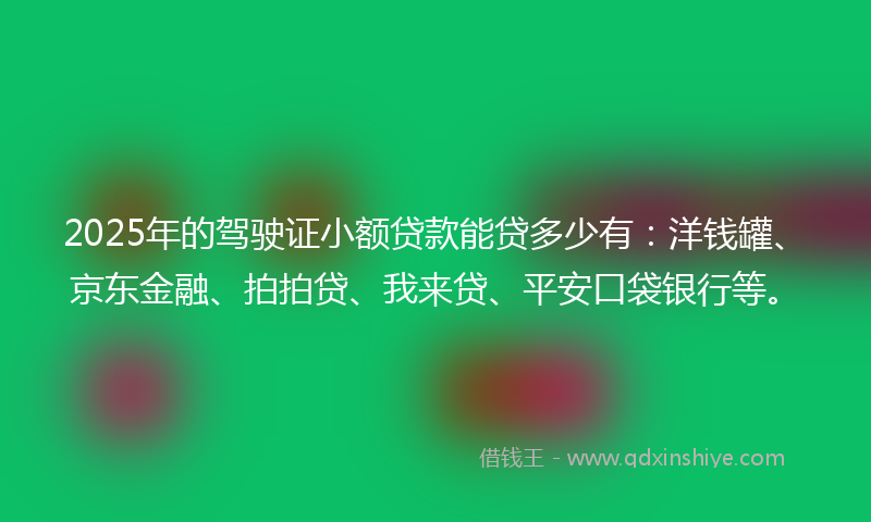 2025年的驾驶证小额贷款能贷多少有：洋钱罐、京东金融、拍拍贷、我来贷、平安口袋银行等。