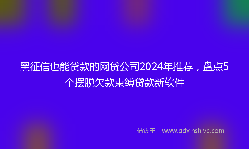 黑征信也能贷款的网贷公司2024年推荐，盘点5个摆脱欠款束缚贷款新软件