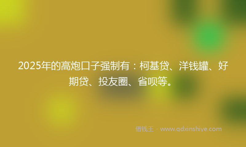 2025年的高炮口子强制有：柯基贷、洋钱罐、好期贷、投友圈、省呗等。