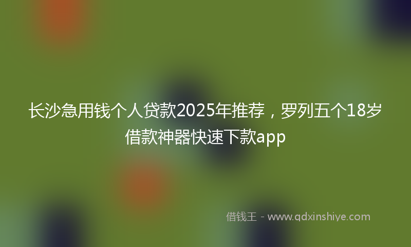 长沙急用钱个人贷款2025年推荐，罗列五个18岁借款神器快速下款app