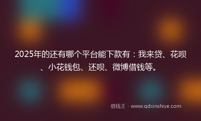 2025年的还有哪个平台能下款有：我来贷、花呗、小花钱包、还呗、微博借钱等。