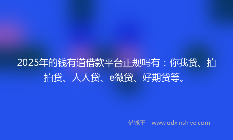 2025年的钱有道借款平台正规吗有：你我贷、拍拍贷、人人贷、e微贷、好期贷等。