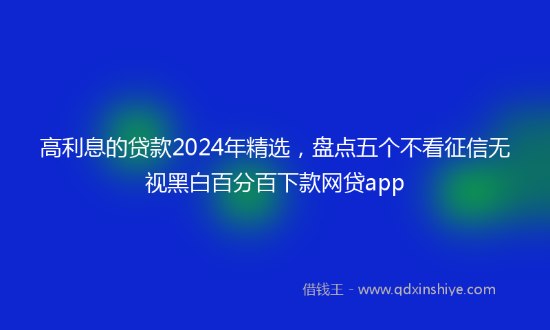 高利息的贷款2024年精选，盘点五个不看征信无视黑白百分百下款网贷app