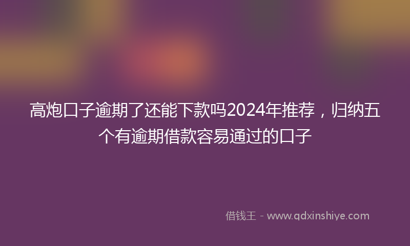 高炮口子逾期了还能下款吗2024年推荐，归纳五个有逾期借款容易通过的口子