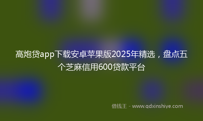 高炮贷app下载安卓苹果版2025年精选，盘点五个芝麻信用600贷款平台