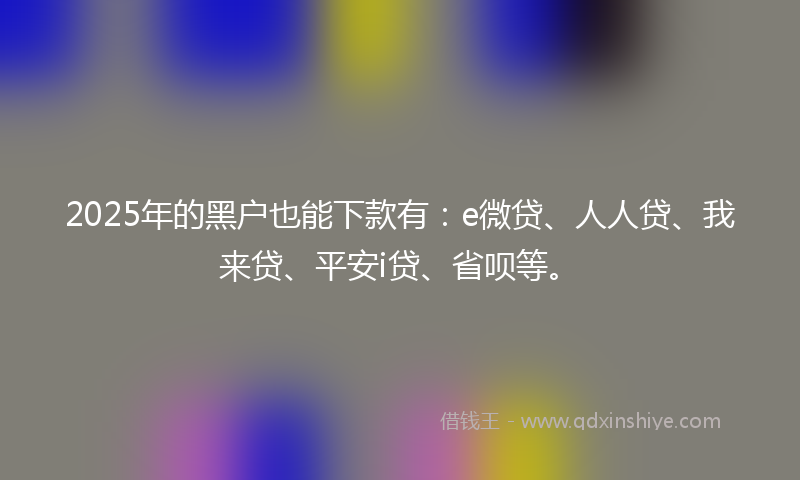 2025年的黑户也能下款有：e微贷、人人贷、我来贷、平安i贷、省呗等。
