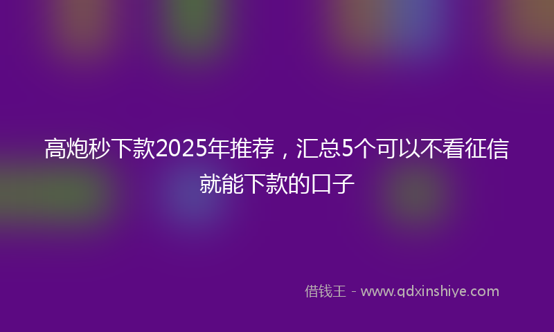 高炮秒下款2025年推荐，汇总5个可以不看征信就能下款的口子