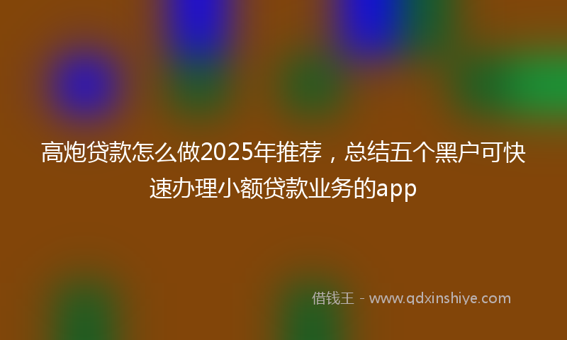 高炮贷款怎么做2025年推荐，总结五个黑户可快速办理小额贷款业务的app
