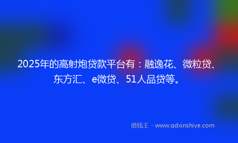 2025年的高射炮贷款平台有：融逸花、微粒贷、东方汇、e微贷、51人品贷等。
