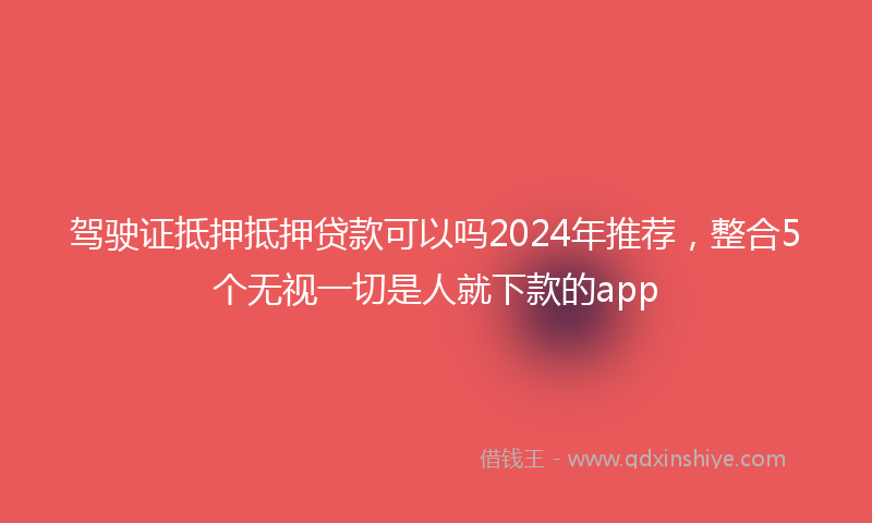 驾驶证抵押抵押贷款可以吗2024年推荐，整合5个无视一切是人就下款的app