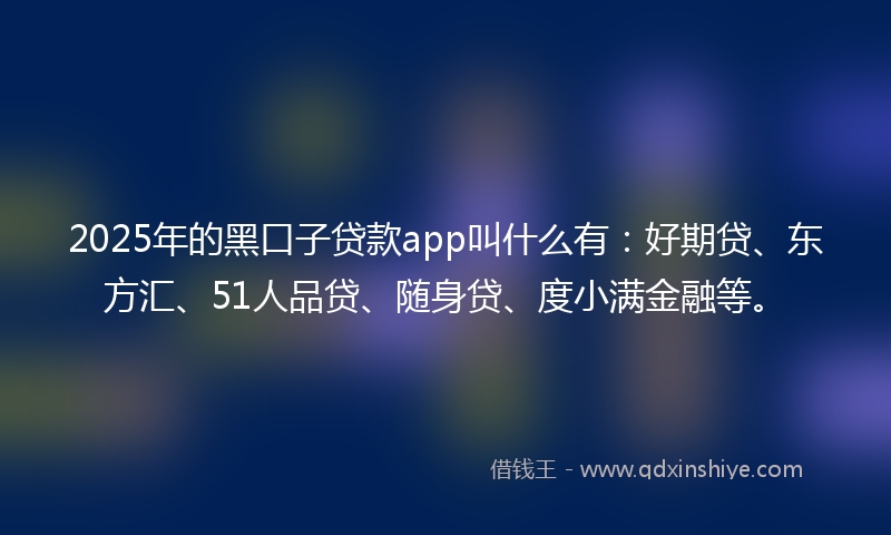 2025年的黑口子贷款app叫什么有：好期贷、东方汇、51人品贷、随身贷、度小满金融等。